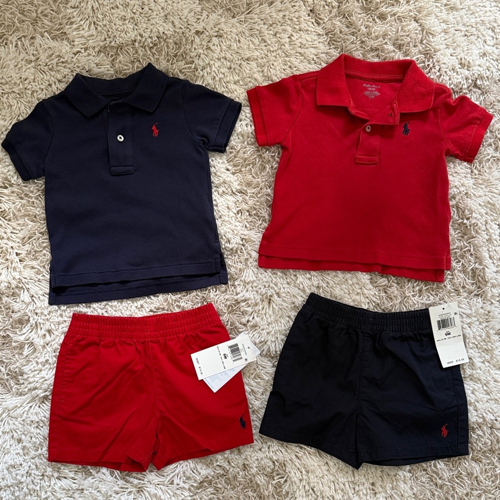 Polo by Ralph Lauren Kids' Navy and Red Polo Shirt Sets
